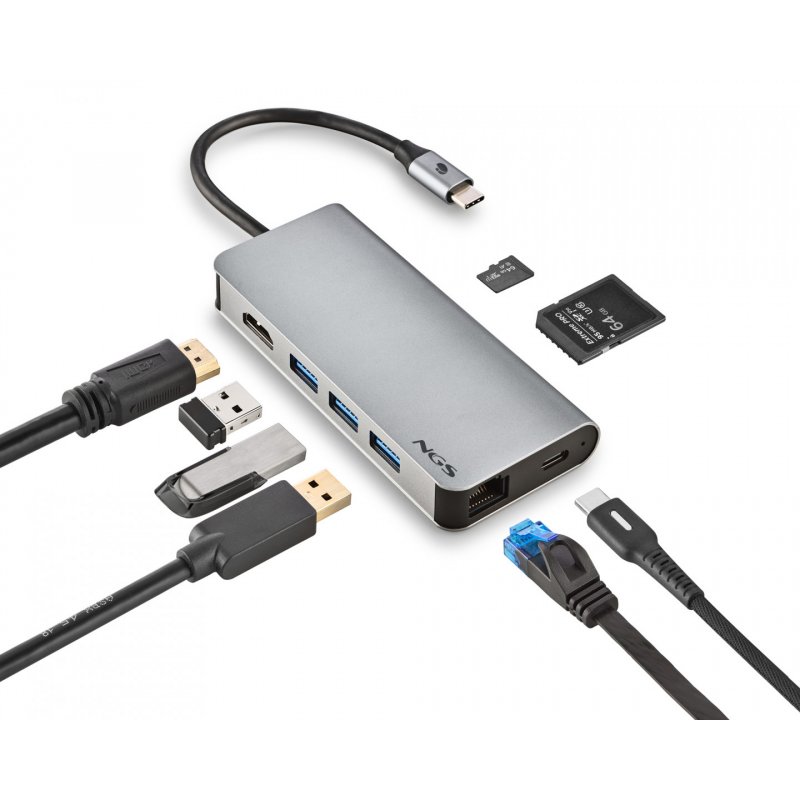 Station d'accueil portable USB-C 3.0 NGS Wonder Dock 8 (Argent)