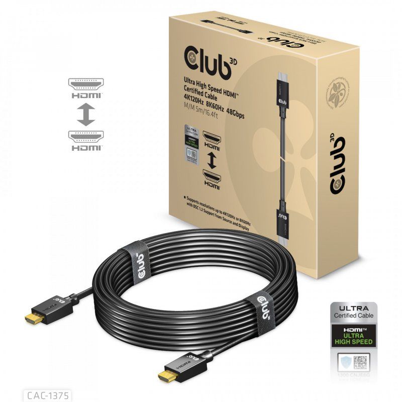 CLUB3D CAC-1375 câble HDMI 5 m HDMI Type A (Standard) Noir
