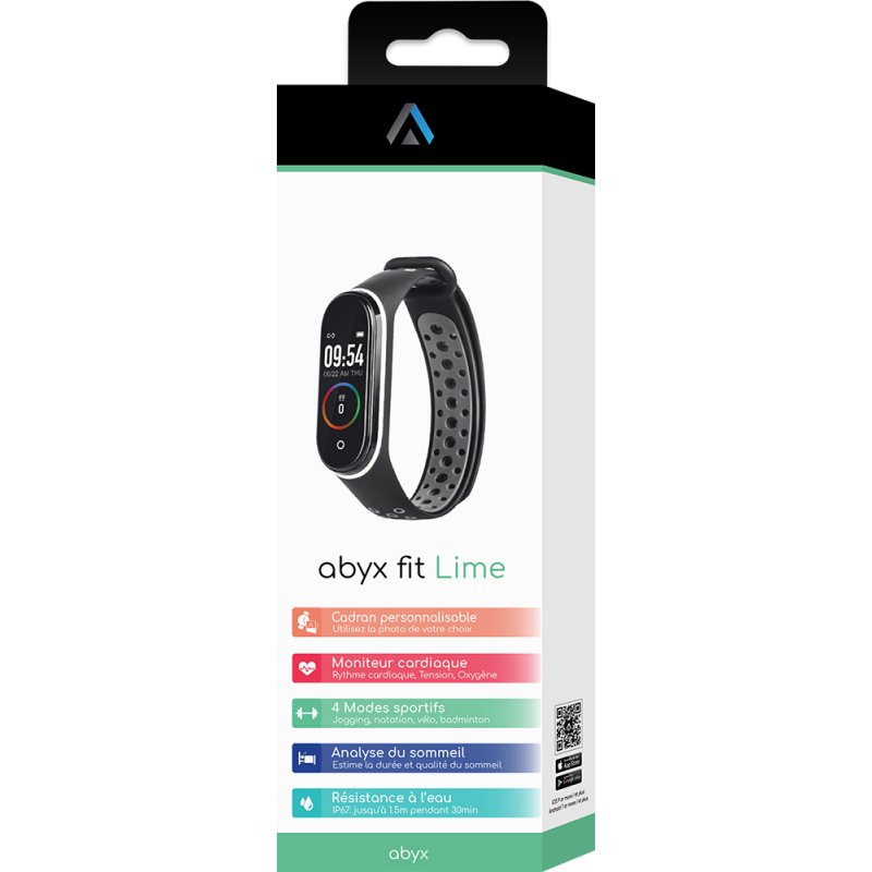 Tracker D'Activité Connecté Abyx Fit Lime Ip67 Noir