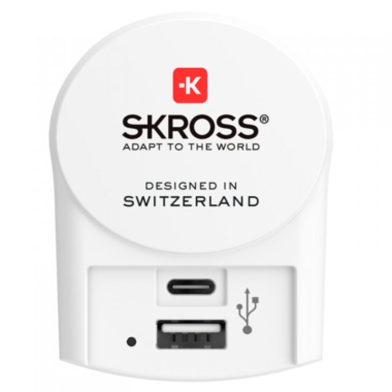 Adaptateur Secteur Skross Europe Vers Sortie Usb Et Usb-C Blanc