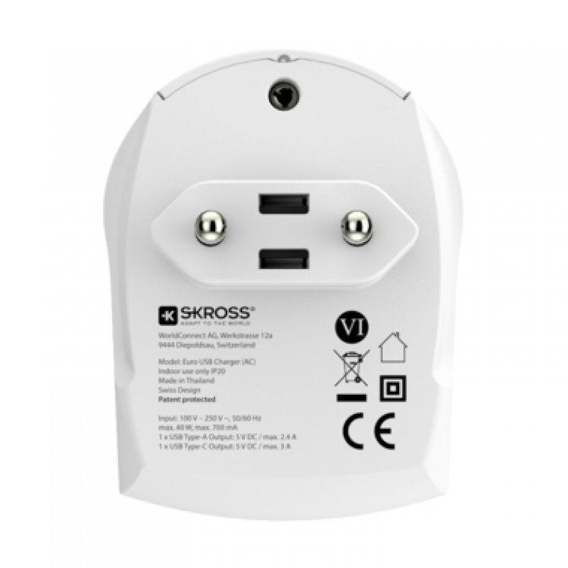 Skross 1.302423 mobile device charger Digital camera, MP3, MP4, Smartphone, Tablet White AC Indoor