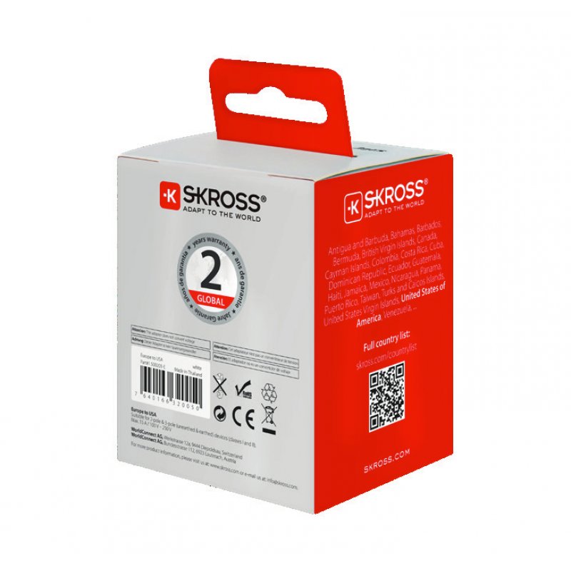 Adaptateur Secteur Skross Europe Vers Usa Blanc