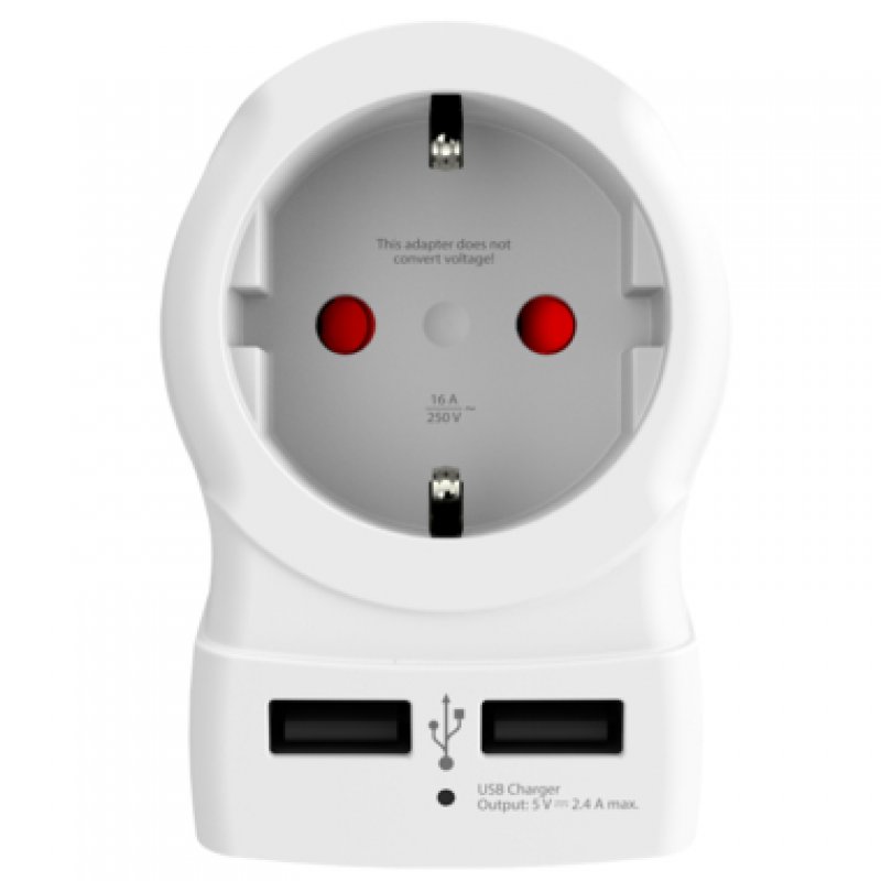 Adaptateur Secteur Skross Europe Vers Usa Sortie Usb Blanc