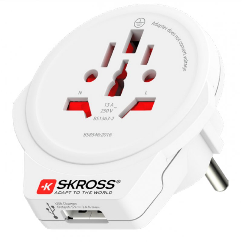 Skross 1.500266 power plug adapter Type F Universal White