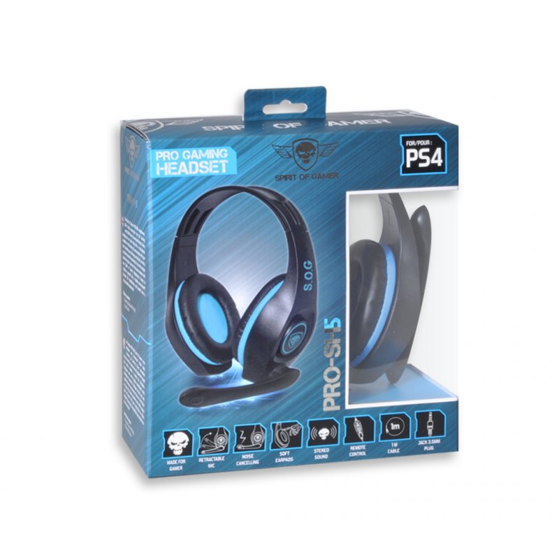 Casque Gaming Avec Microphone Pro-Sh5 Pour Ps4 Bleu Et Noir