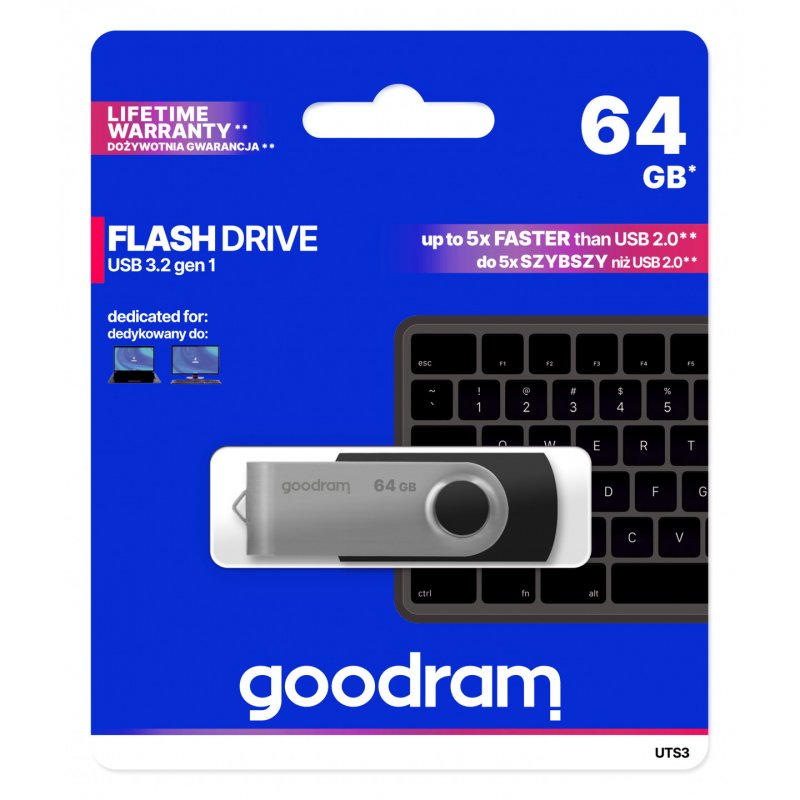 Goodram UTS3 USB flash drive 64 GB USB Type-A 3.2 Gen 1 (3.1 Gen 1) Black