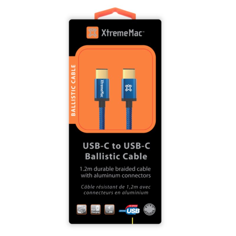 Câble Réversible Usb-C Vers Usb-C 1.2M Xtrememac Bleu