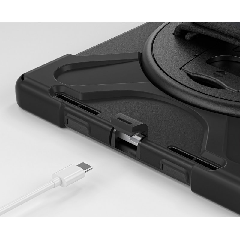 REINFORCED CASE WITH SHOULDER STRAP ROTATING HANDLE AND STAND