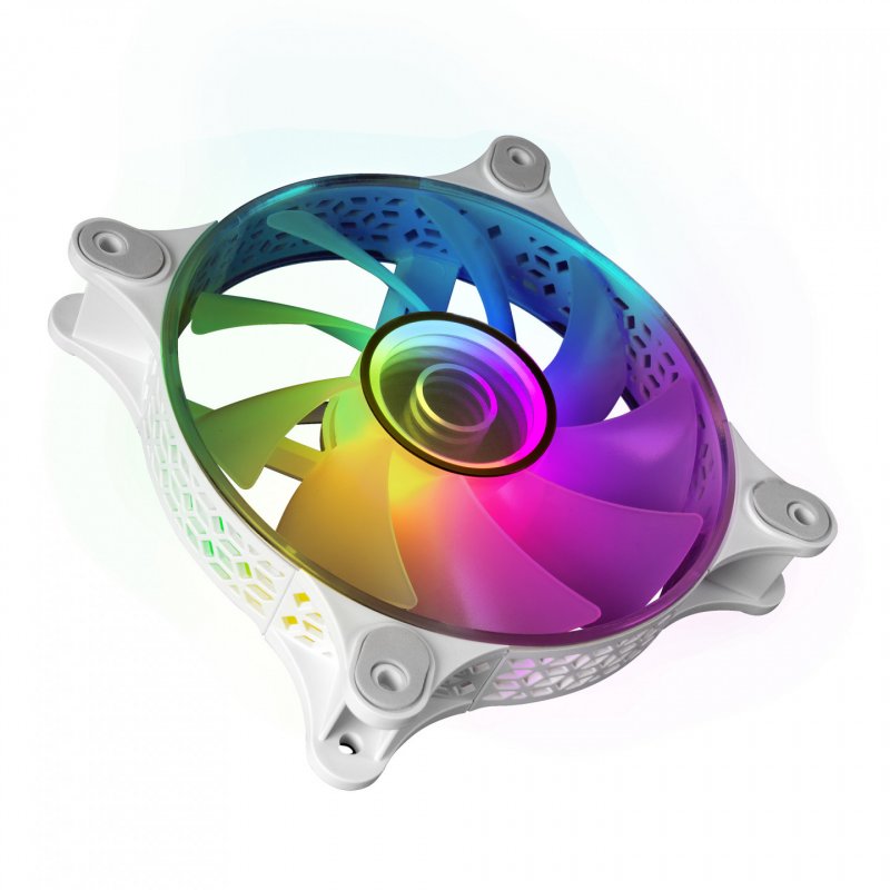 Mars Gaming MF-3DKIT White Kit 3 ARGB 360° 12cm Fans 3D Infinity Mirror Anti-vibration System ARGB Controller RF Remote