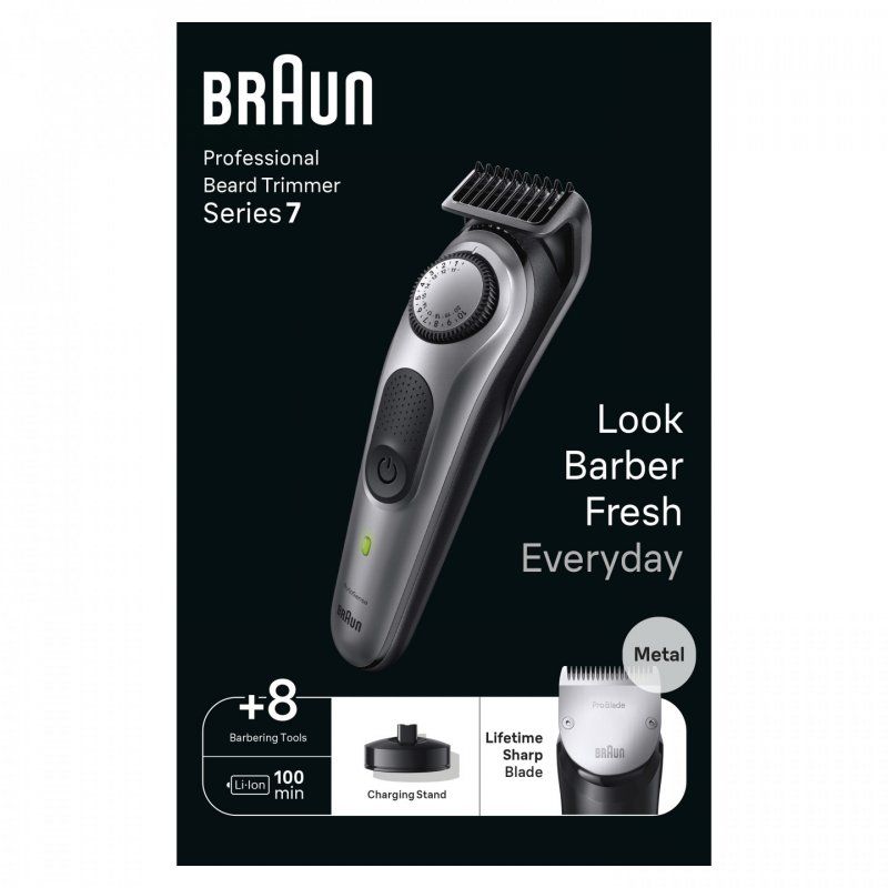 Braun BeardTrimmer 7 BT7420 Battery 40 2 cm Black, Grey