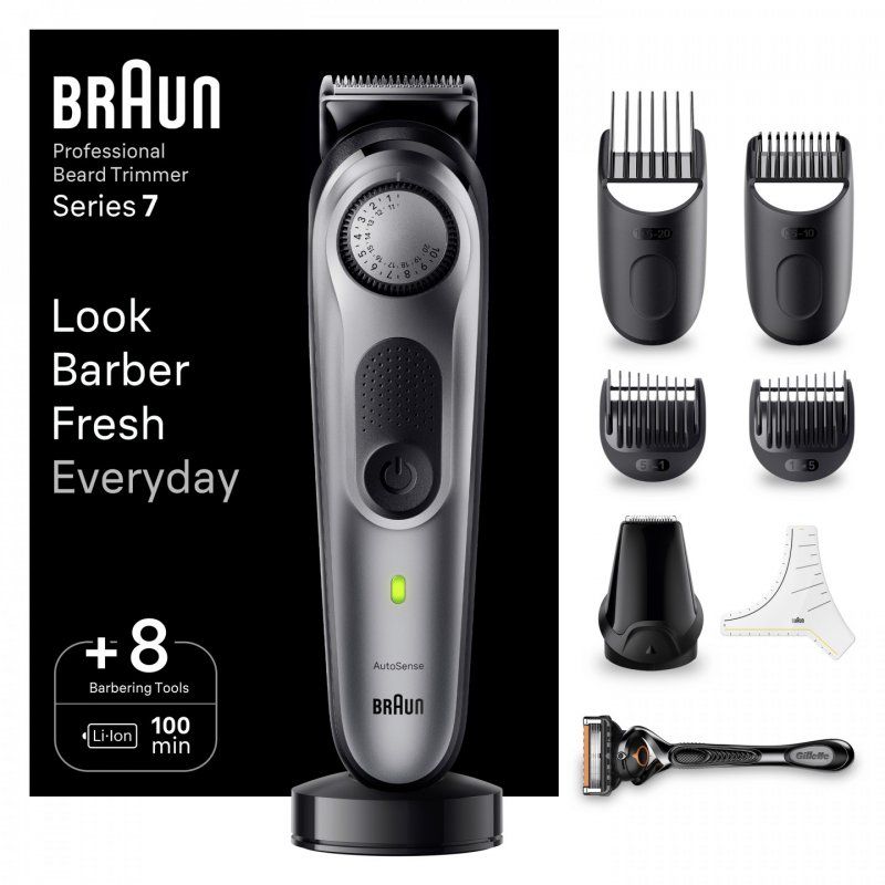 Braun BeardTrimmer 7 BT7420 Batterie 40 2 cm Noir, Gris