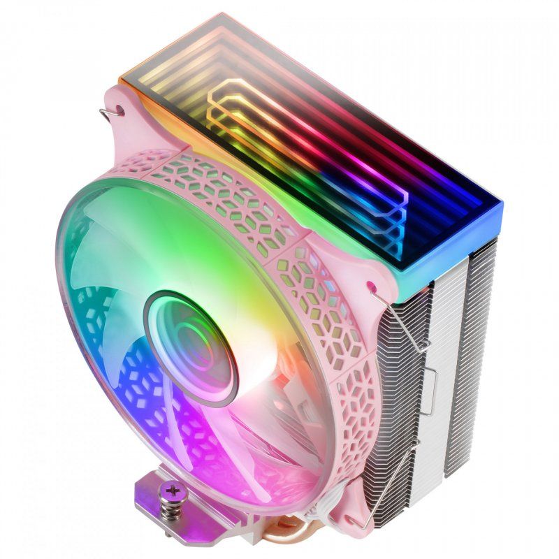 Mars Gaming MCPU-VR Pink CPU Heatsink Dual Infinity Mirror ARGB 4 HCT Heatpipes 180W TDP Ultra-quiet PWM 12cm Fan