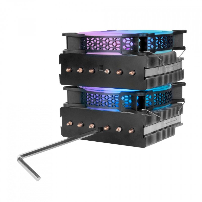 Mars Gaming MCPU-XT Black CPU Heatsink Dual Tower Cooling 6 HCT Heatpipes TDP 300W 2 ARGB PWM 12cm Fans