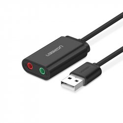 External USB audio card UGREEN 15cm (black)
