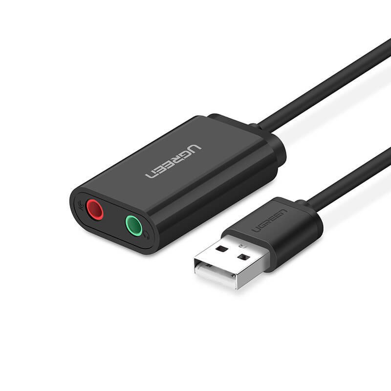External USB audio card UGREEN 15cm (black)