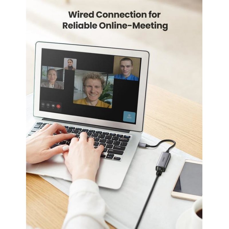 UGREEN Adapter with USB-C - RJ45 connectors , Gigabit Ethernet (gray)