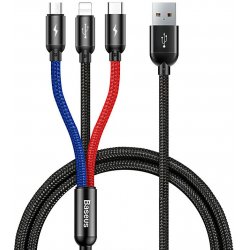 Baseus 3in1 Cable USB-C / Lightning / Micro 3,5A 0,3m (Black)