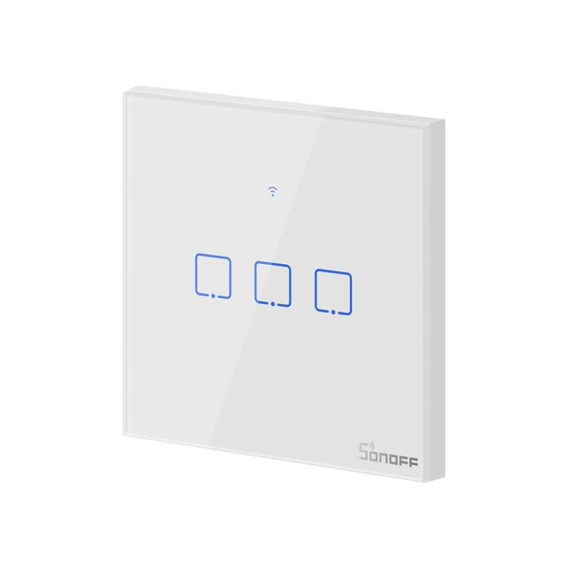 Sonoff T0EU3C interrupteur d'éclairage Verre trempé, Polycarbonate (PC) Blanc