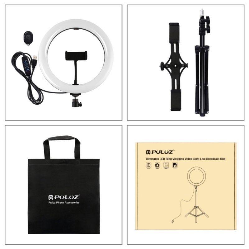 Puluz 1,1m Tripod Mount with 26cm LED Ring Vlogging PKT3070B