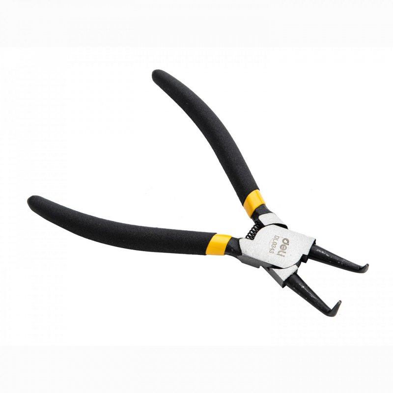 Bent Interior Circlip Pliers 7" Deli Tools EDL0343 (black)