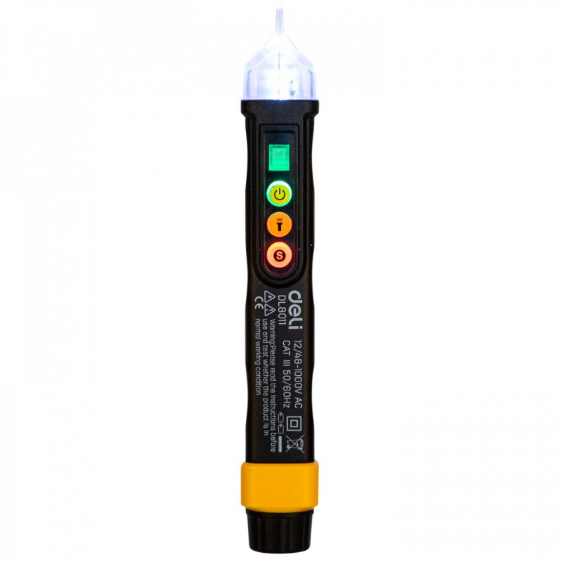 Non-contact voltage tester Deli Tools EDL8011, 12/48-1000V AC (black)