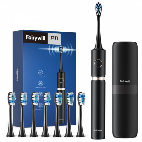 Fairywill P11 Adulte Brosse à dents à ultrasons Noir