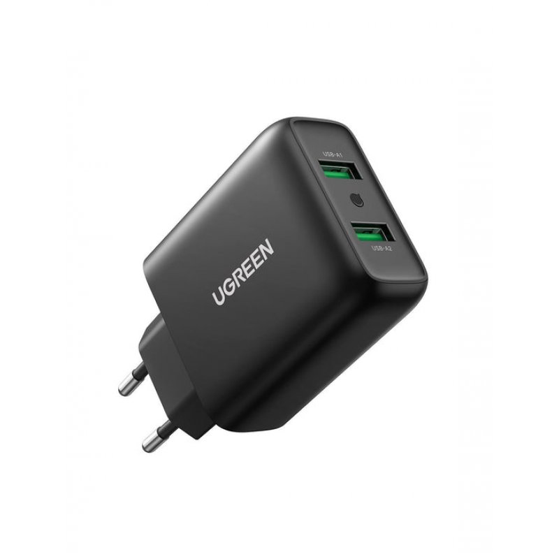 Fast Charger UGREEN, 2xUSB-A, 18W, PD 3.0 EU(black)