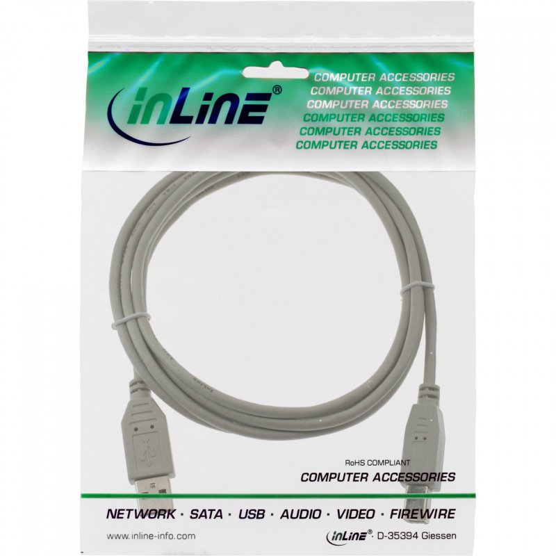 InLine USB 2.0 Cable Type A male / B male beige 1m