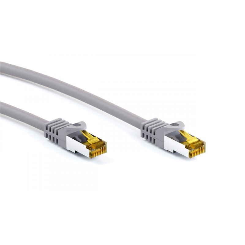Goobay 0.25m RJ45 Patchkabel CAT 6A S/FTP (PiMF), 500 MHz, mit CAT 7 Rohkabel, grau LSZH halogenfrei, Kupfer