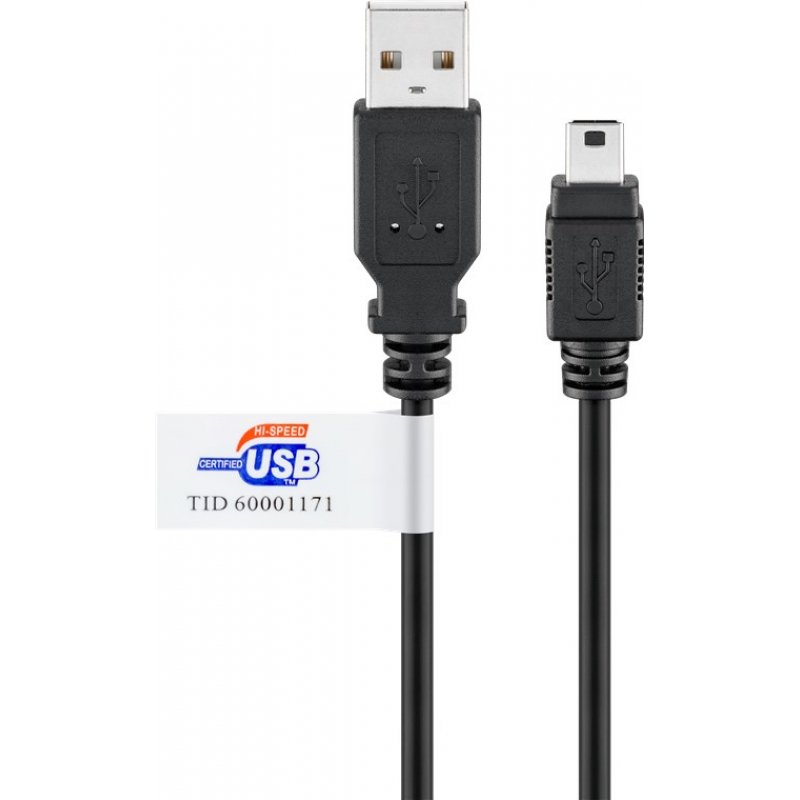 Goobay 93902 câble USB 1,8 m USB 2.0 Mini-USB B USB A Noir
