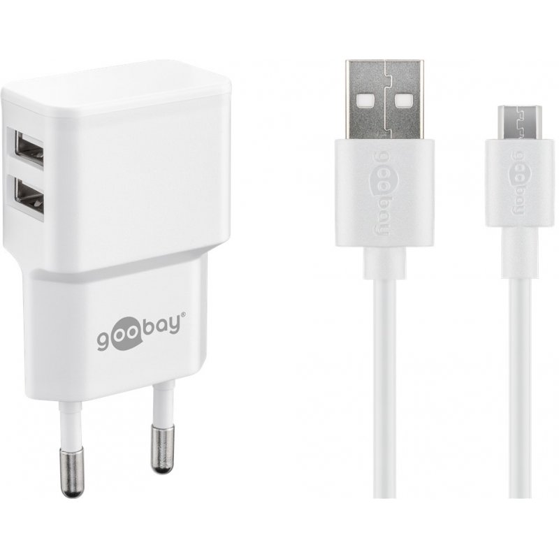 Goobay Micro USB Dual Ladeset 2,4 A [weiß]