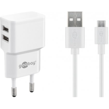 Goobay Micro USB Dual Ladeset 2,4 A [weiß]