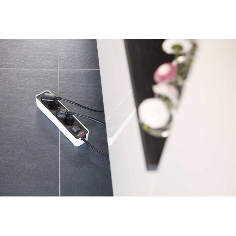 Brennenstuhl Ecolor Steckdosenleiste 4-fach [Polierte Oberfläche, 1.5m Kabel, weiss/schwarz]