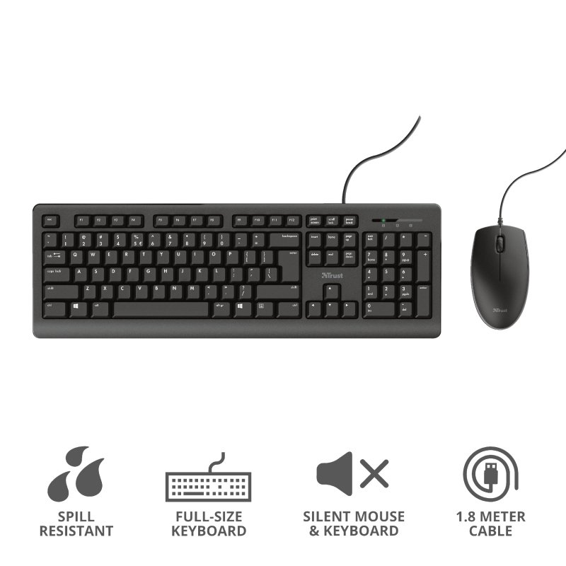 Trust Primo keyboard Mouse included USB German Black