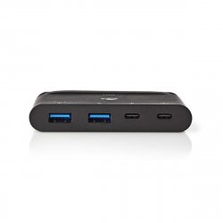 Nedis USB-Adapter USB 3.2 USB Type-C™ 2x USB Type-A / 2x USB Type-C™, Schwarz