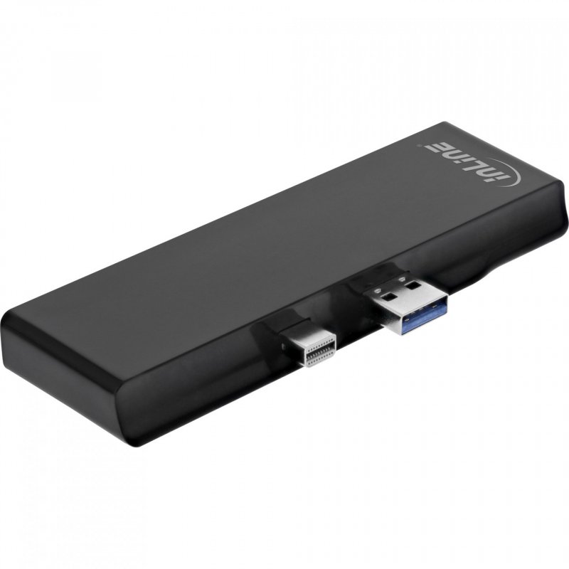 InLine MultiHub, Surface Pro 4/5/6, 3-Port USB 3.2 Typ-A Buchse HDMI 4K, Cardreader, schwarz