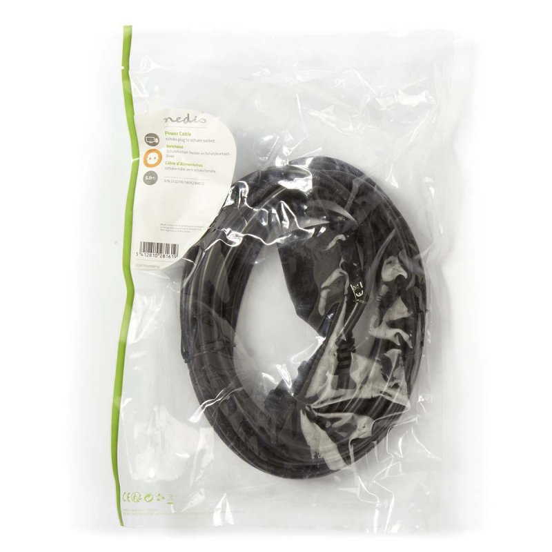 Nedis CEGP10200BK50 power cable Black 5 m Power plug type E CEE7/4