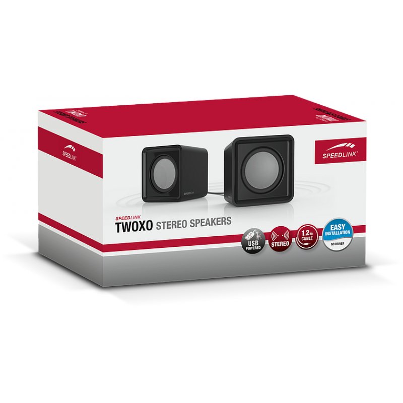 Speedlink TWOXO USB-betriebene Stereo-Lautsprecher (2x 2,5W), schwarz