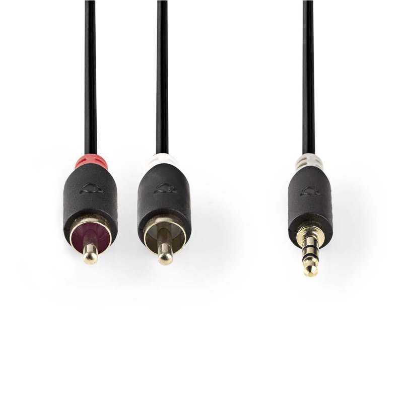 Nedis CABW22200AT10 audio cable 1 m 3.5mm 2 x RCA Anthracite