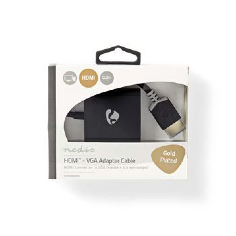 Nedis CCBW34900AT02 câble vidéo et adaptateur 0,2 m VGA (D-Sub) HDMI Type A (Standard) Anthracite