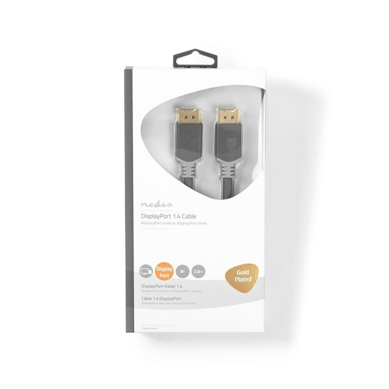 Nedis Displayport-Kabel | DisplayPort Stecker | DisplayPort Stecker | 8K@60Hz | Vergoldet | 2.00 m | rund | PVC | Anthra