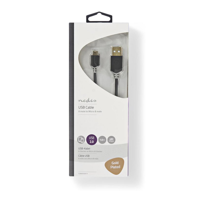 Nedis CCBW60500AT10 USB cable 1 m USB 2.0 USB A Micro-USB B Anthracite