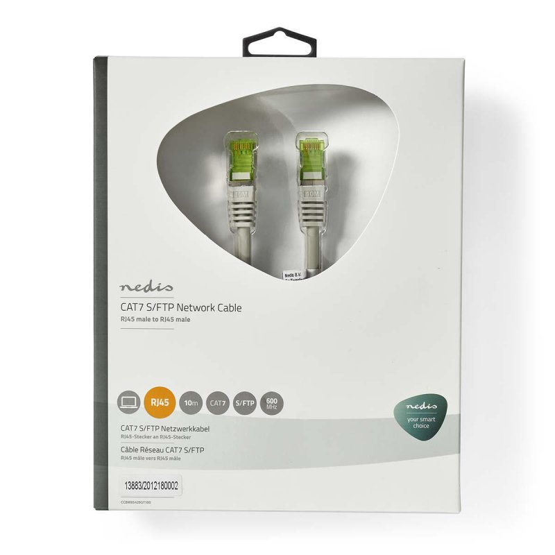 Nedis CCBW85420GY100 networking cable Grey 10 m Cat7 S/FTP (S-STP)