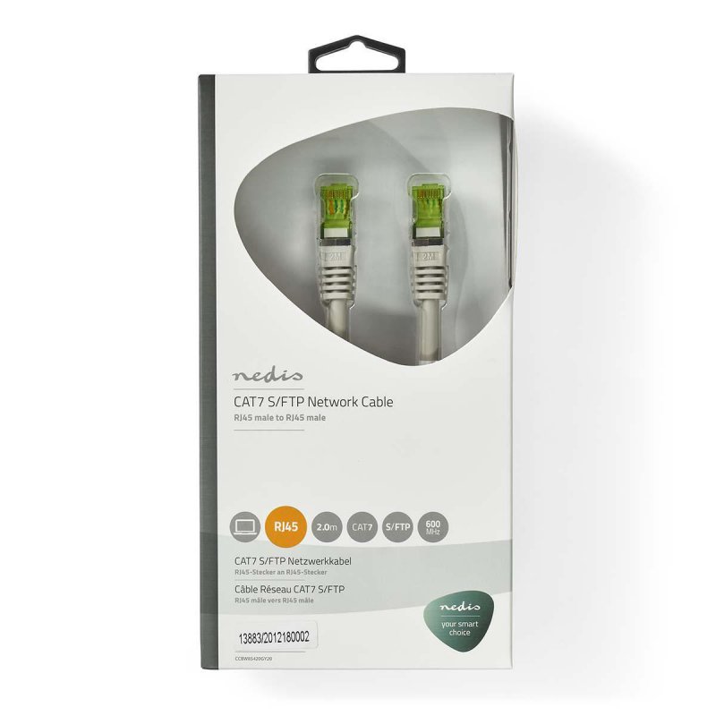 Nedis CCBW85420GY20 câble de réseau Gris 2 m Cat7 S/FTP (S-STP)