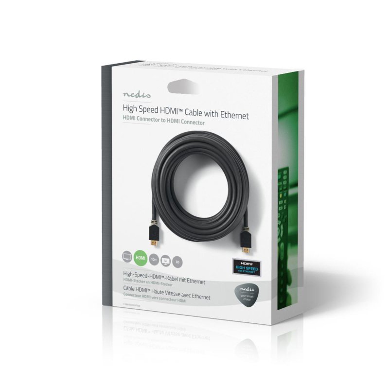 Nedis High Speed ??HDMI ™ Kabel mit Ethernet | HDMI™ Stecker | 4K@60Hz | ARC | 18 Gbps | 10.0 m | rund | PVC | Anthr