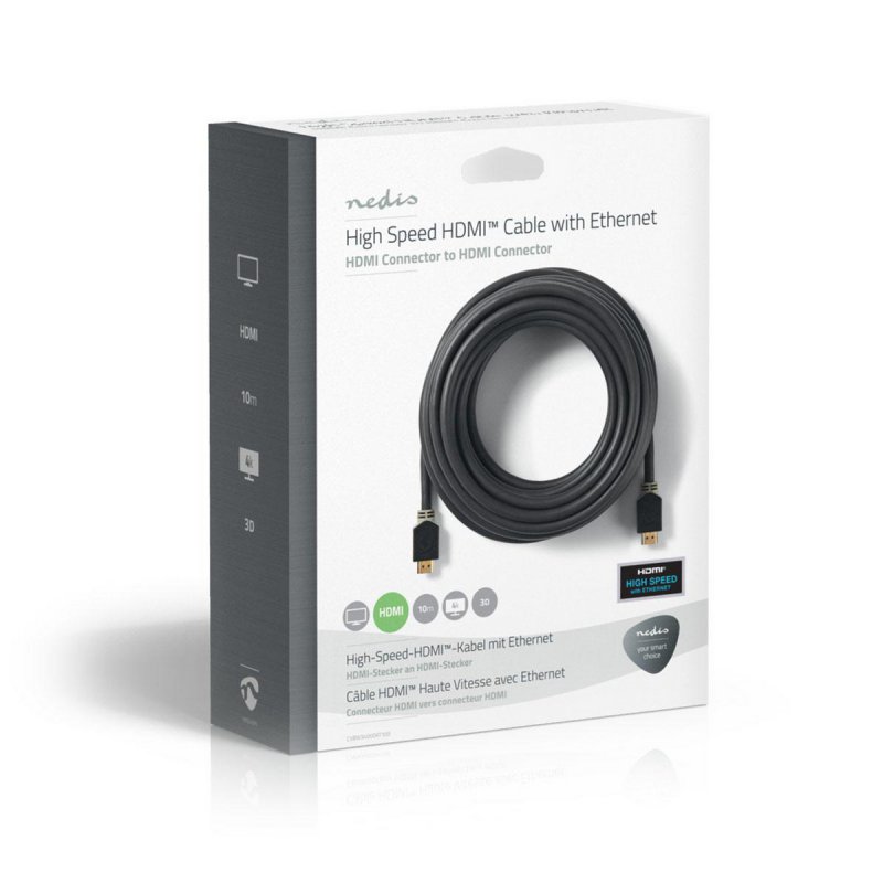 Nedis CVBW34000AT100 HDMI cable 10 m HDMI Type A (Standard) Anthracite
