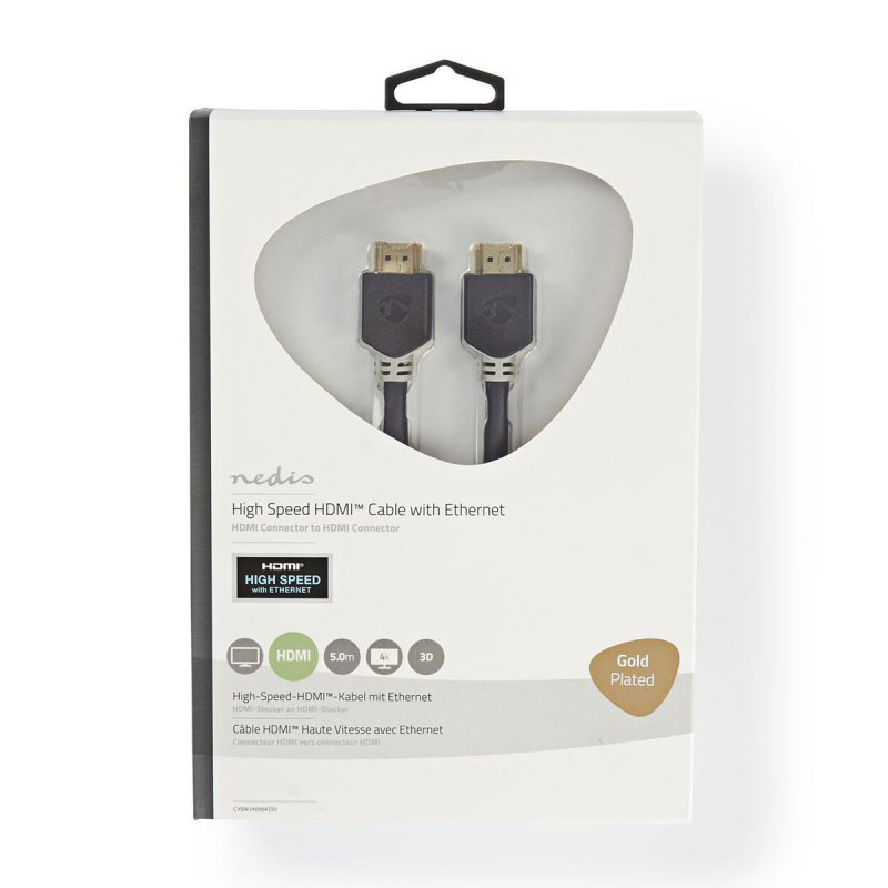 Nedis High Speed ??HDMI ™ Kabel mit Ethernet| HDMI™ Stecker | 4K@60Hz | ARC | 18 Gbps | 5.00 m | rund | PVC | Anthra