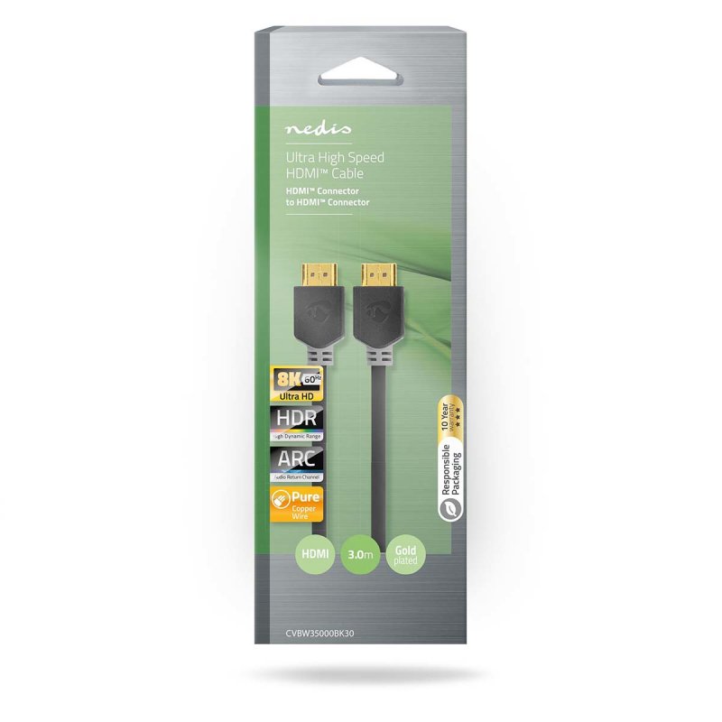 Nedis CVBW35000BK30 câble HDMI 3 m HDMI Type A (Standard) Anthracite