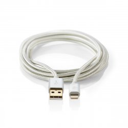 Nedis USB-Kabel | USB 2.0 | Apple Lightning 8-Pin | USB-A Stecker | 480 Mbps | Vergoldet | 3.00 m | rund | Geflochten / 
