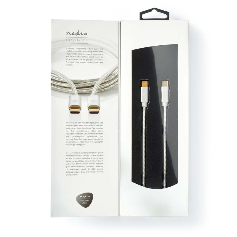 Nedis CCTB60800AL10 USB cable 1 m USB 2.0 USB C Silver